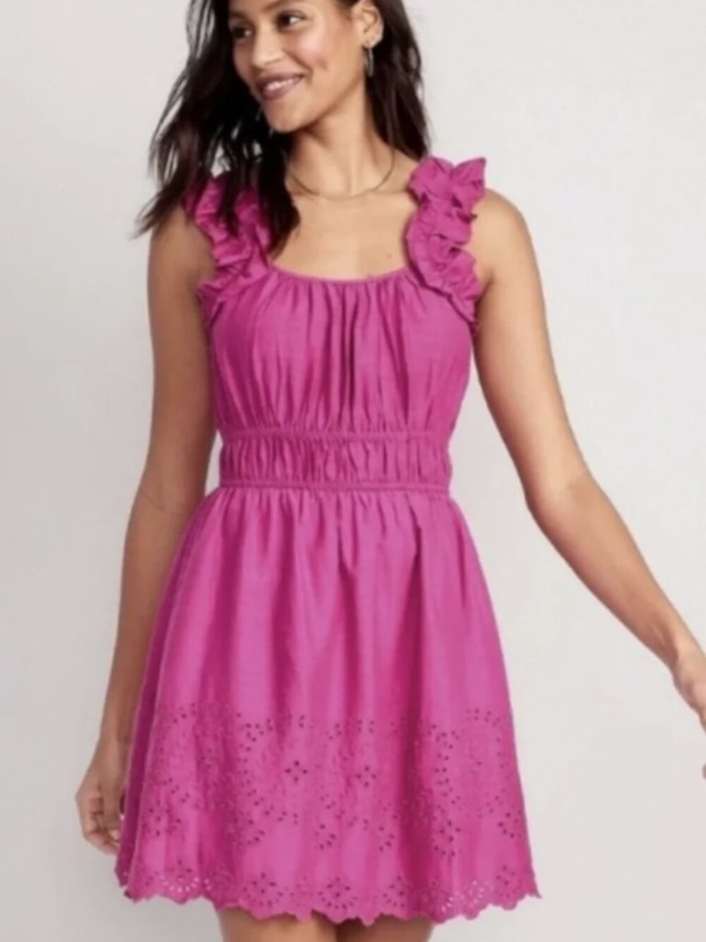 Fuchsia Old Navy Eyelet Lace Sundress with Scallop Hem